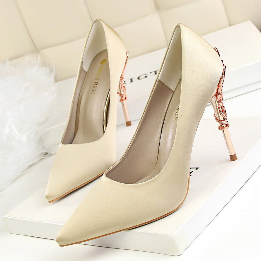 satin slim single shoes wedding shoes