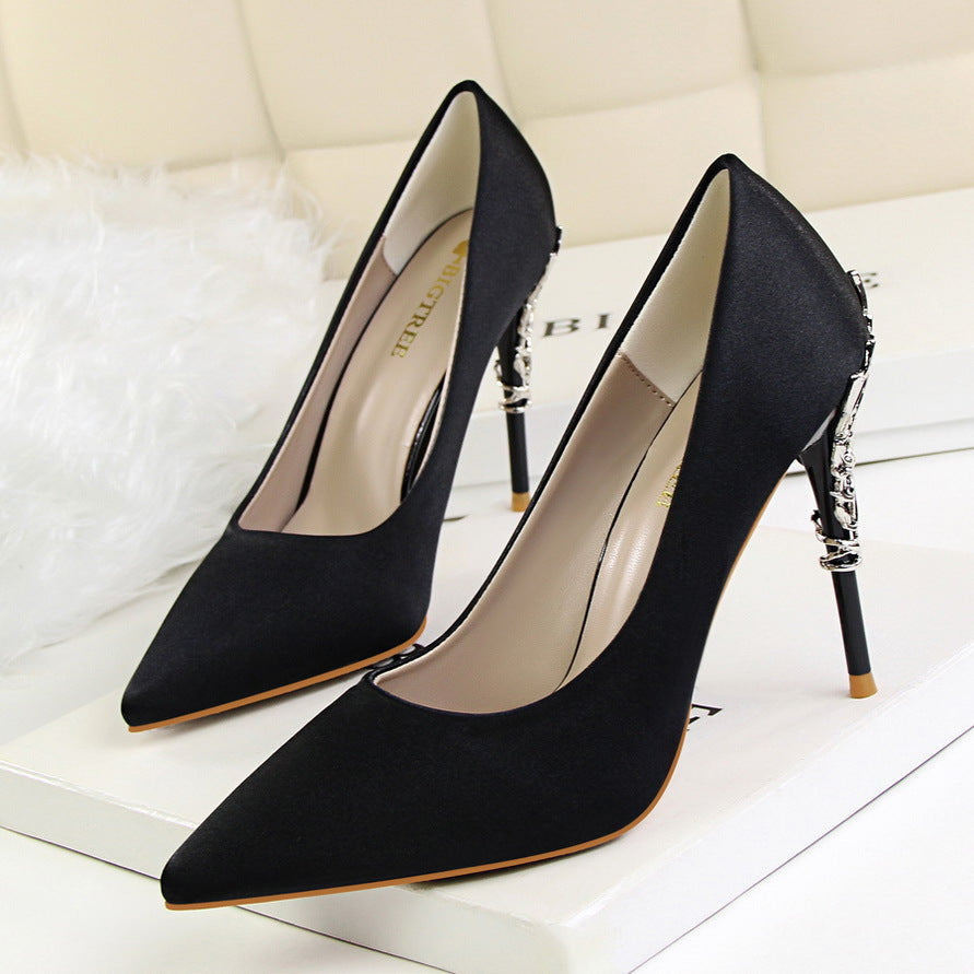 satin slim single shoes wedding shoes
