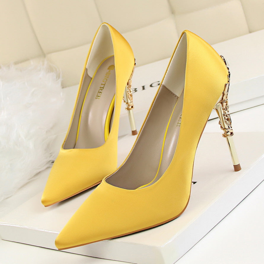 satin slim single shoes wedding shoes