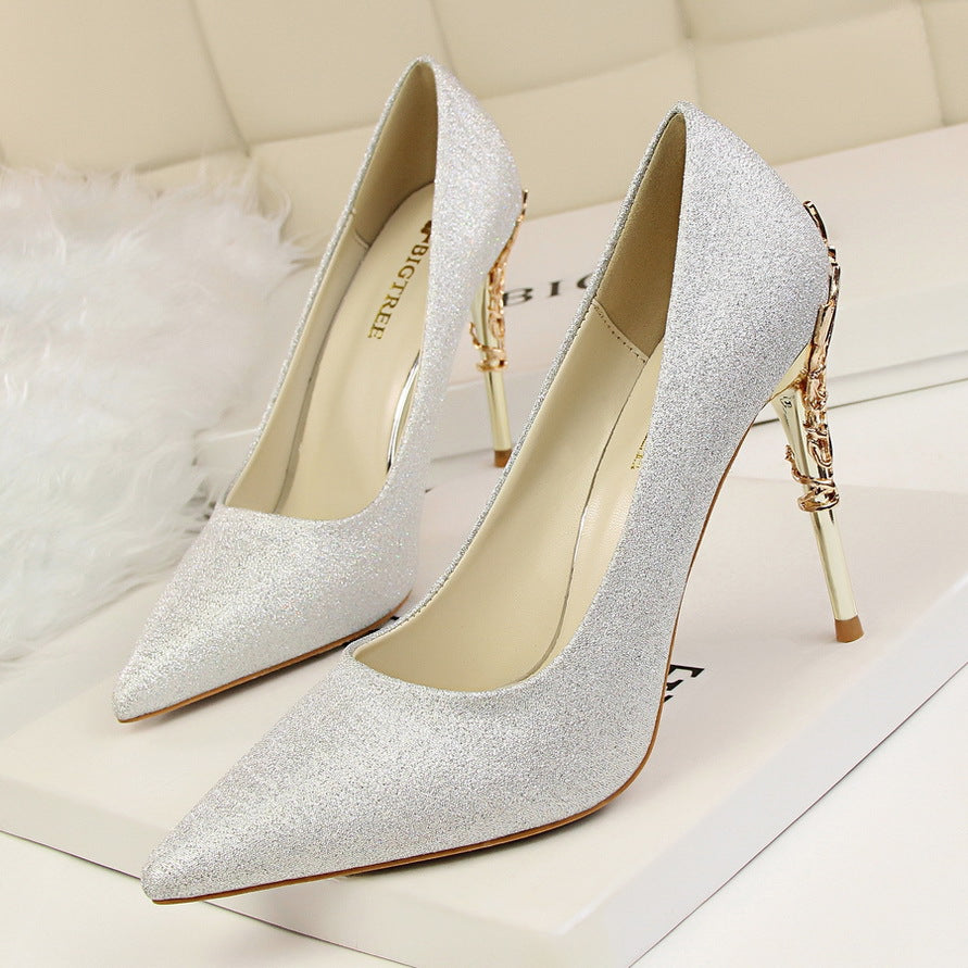 satin slim single shoes wedding shoes