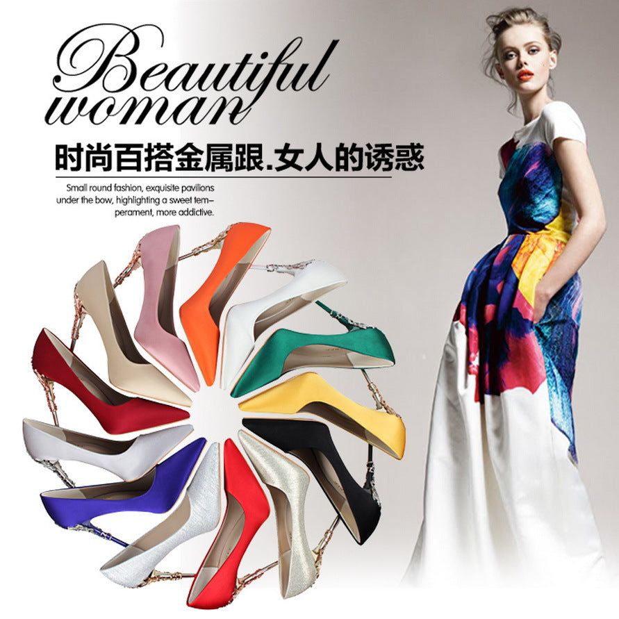 satin slim single shoes wedding shoes