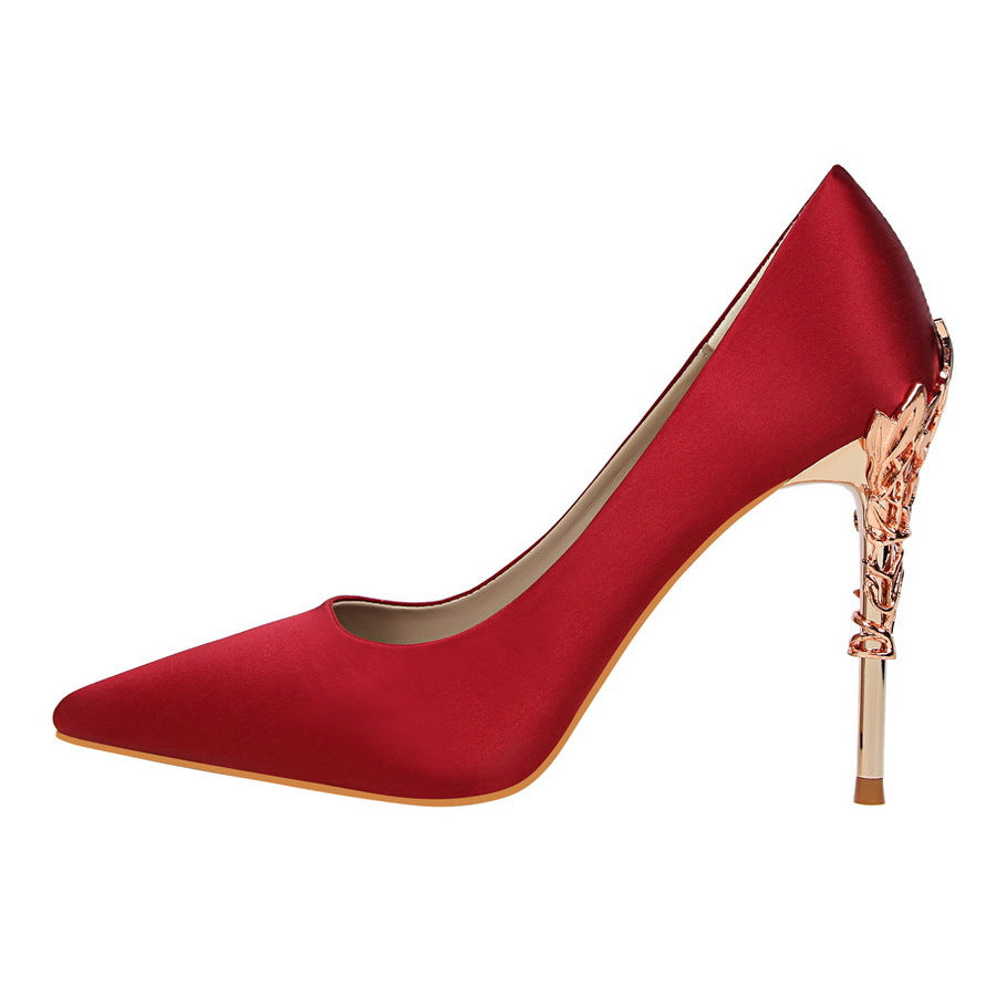 satin slim single shoes wedding shoes