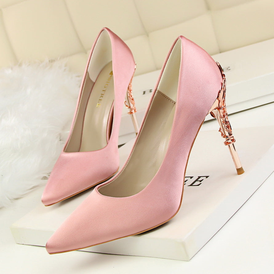 satin slim single shoes wedding shoes