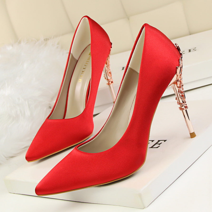 satin slim single shoes wedding shoes