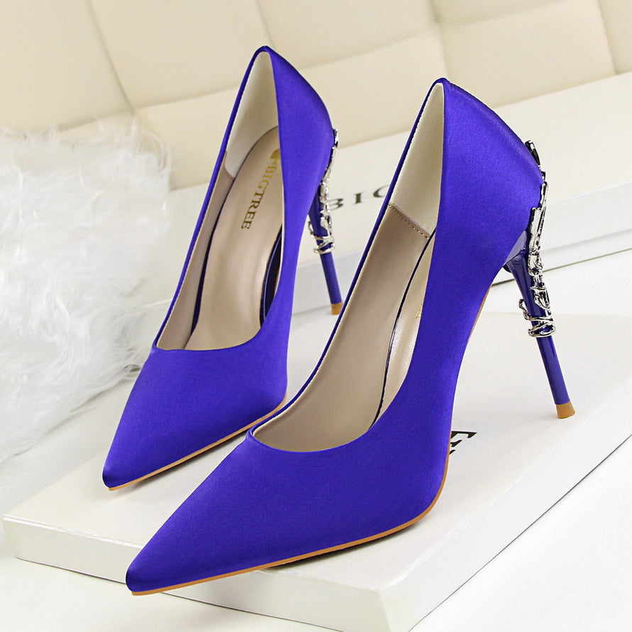 satin slim single shoes wedding shoes