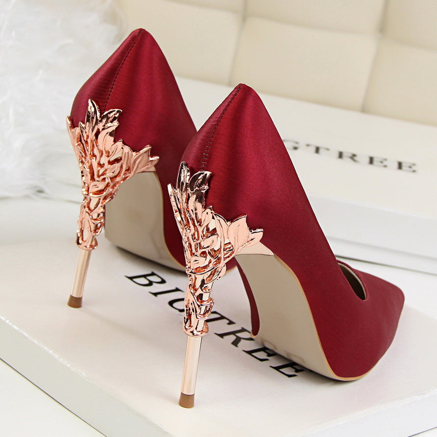 satin slim single shoes wedding shoes