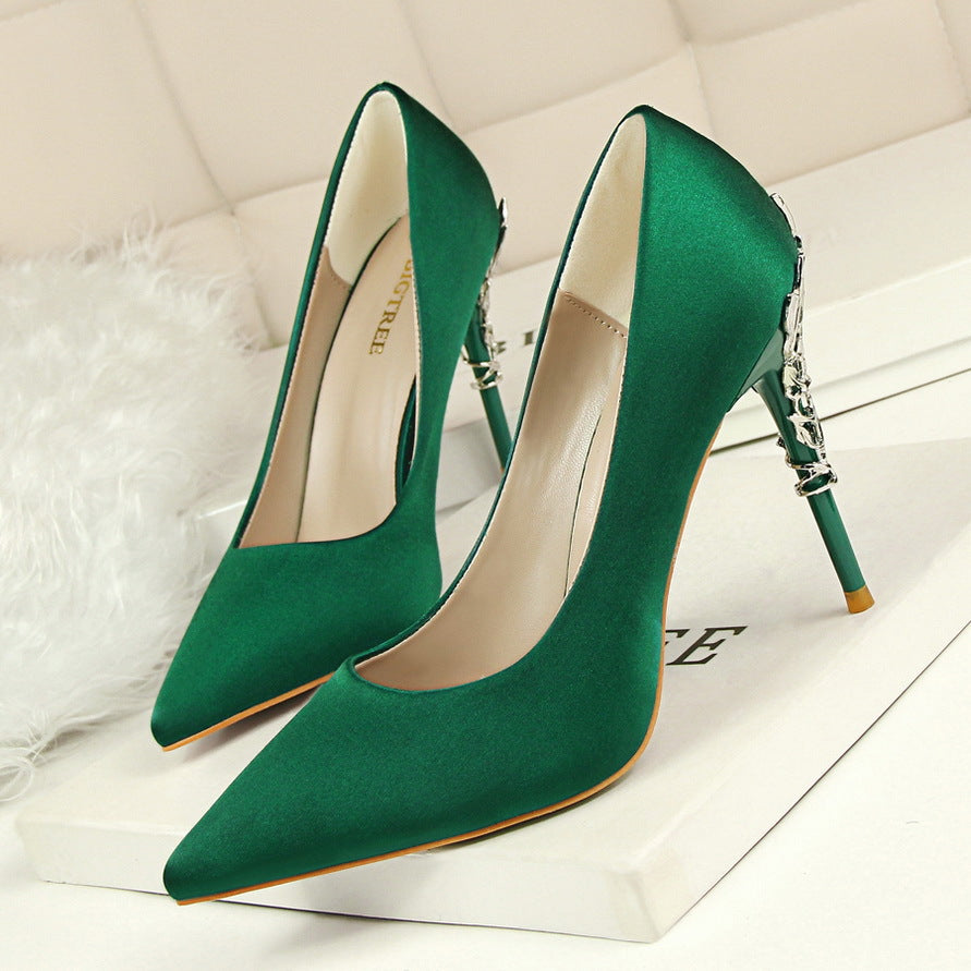 satin slim single shoes wedding shoes