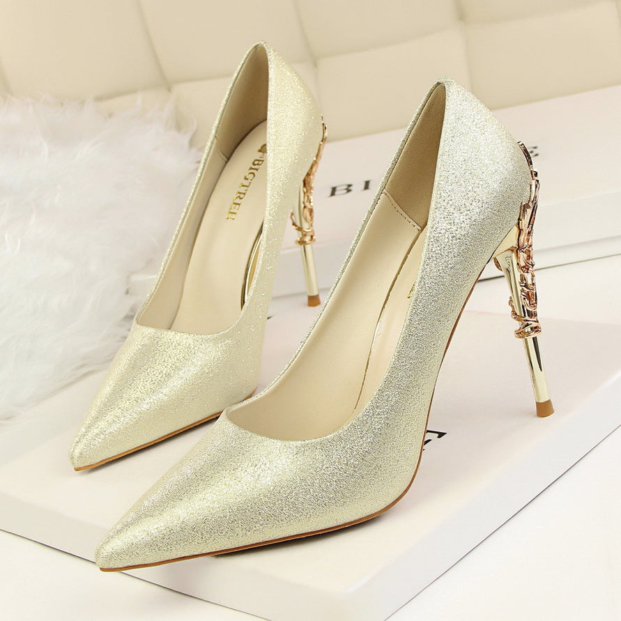 satin slim single shoes wedding shoes