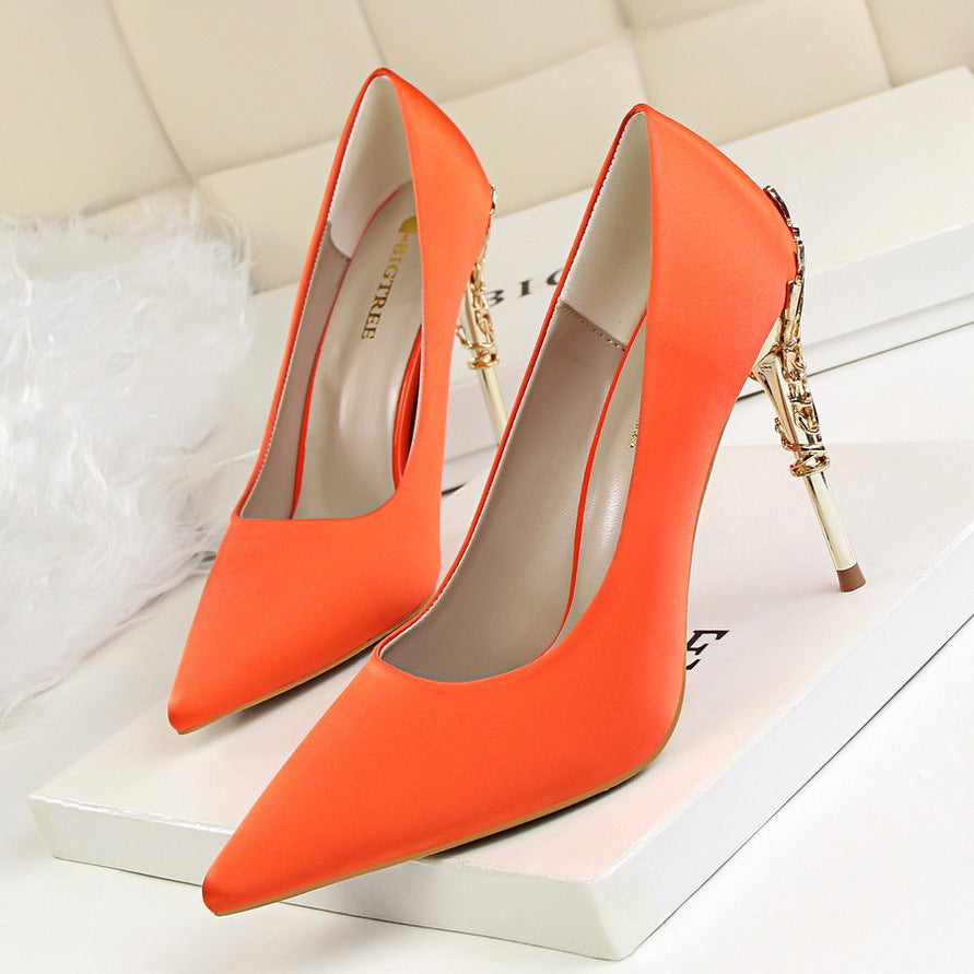satin slim single shoes wedding shoes