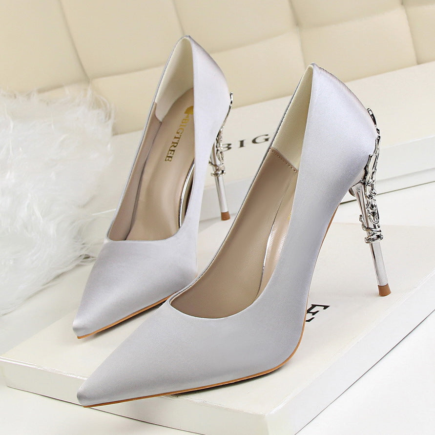 satin slim single shoes wedding shoes