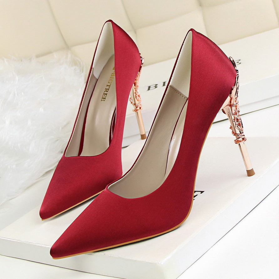 satin slim single shoes wedding shoes